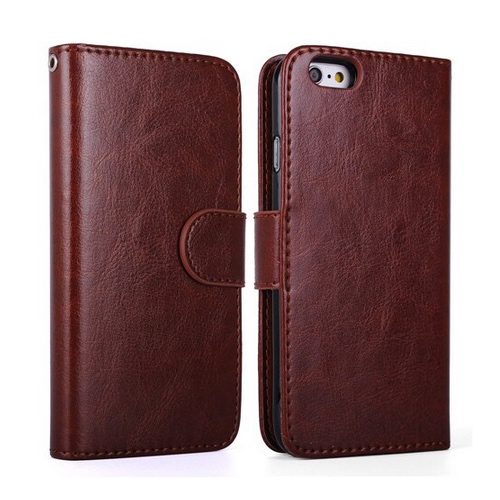 iPhone 13 / 14, 2i1 magnet lædercover med plads til kreditkort i Brun