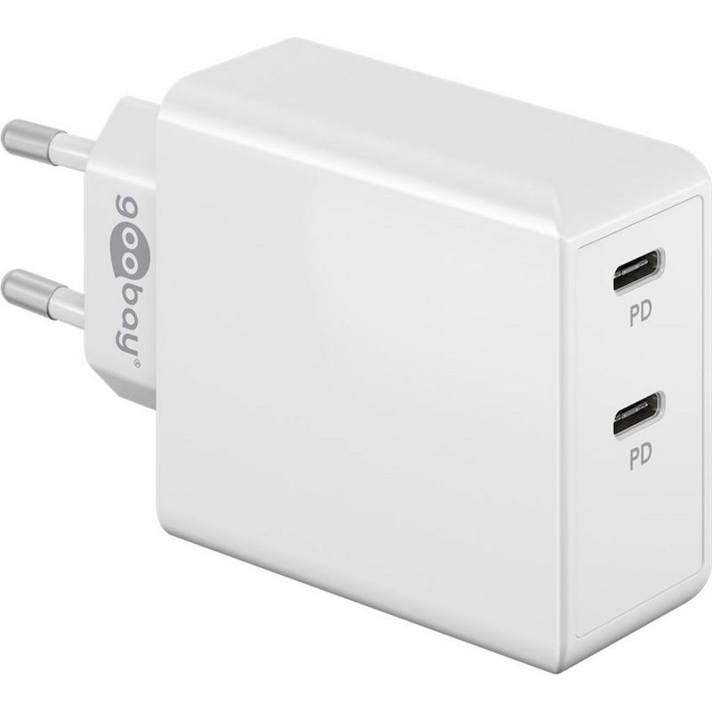 Goobay PD Dual USB-C Hurtiglader 36W - Hvid