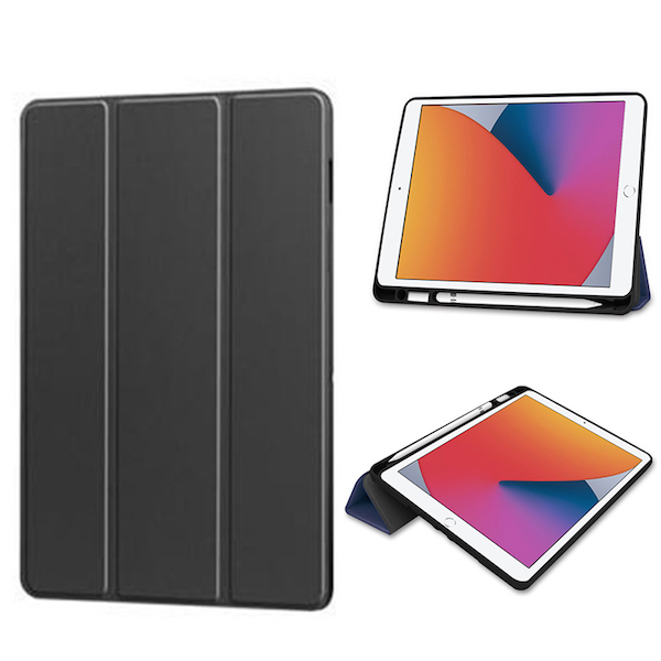 iPad Mini 6, Flip lædercover med pen holder i Sort