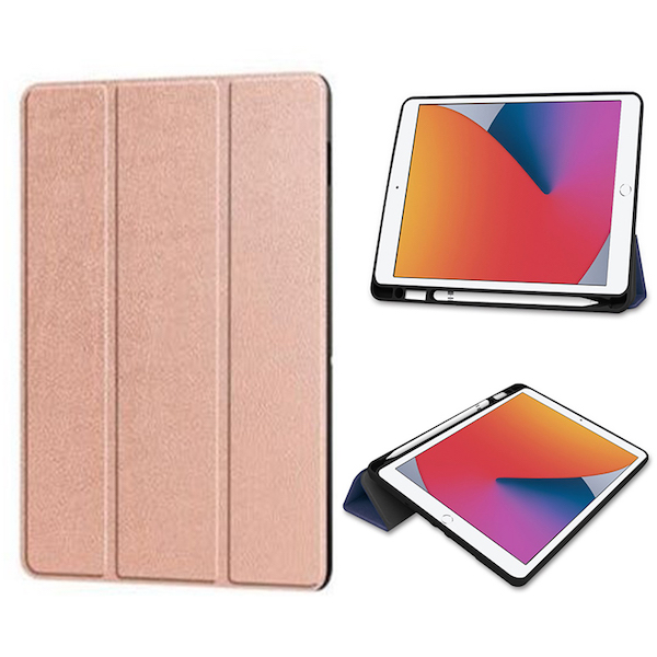 iPad Mini 6, Flip lædercover med pen holder i Rosenguld
