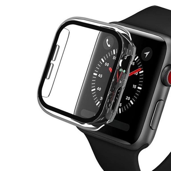 Apple Watch 41mm, Beskyttelsesglas og cover i transparent.