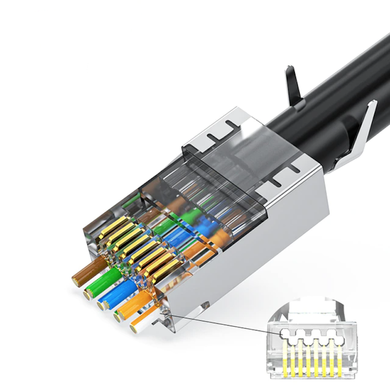 Modularstik 8/8 RJ45 Cat6A (Pass Through) skærmet, 5 stk.