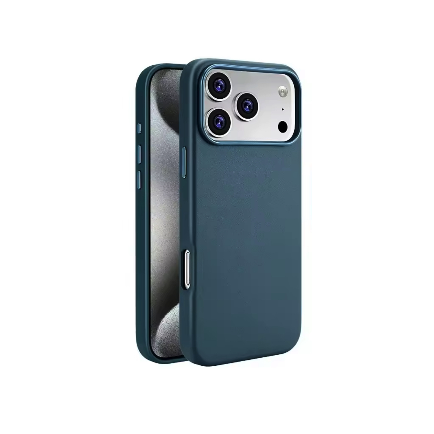 LuxCow MagSafe Cover til iPhone 16 Mørk Blå Premium PU Læder Cover med Trådløs Opladning
