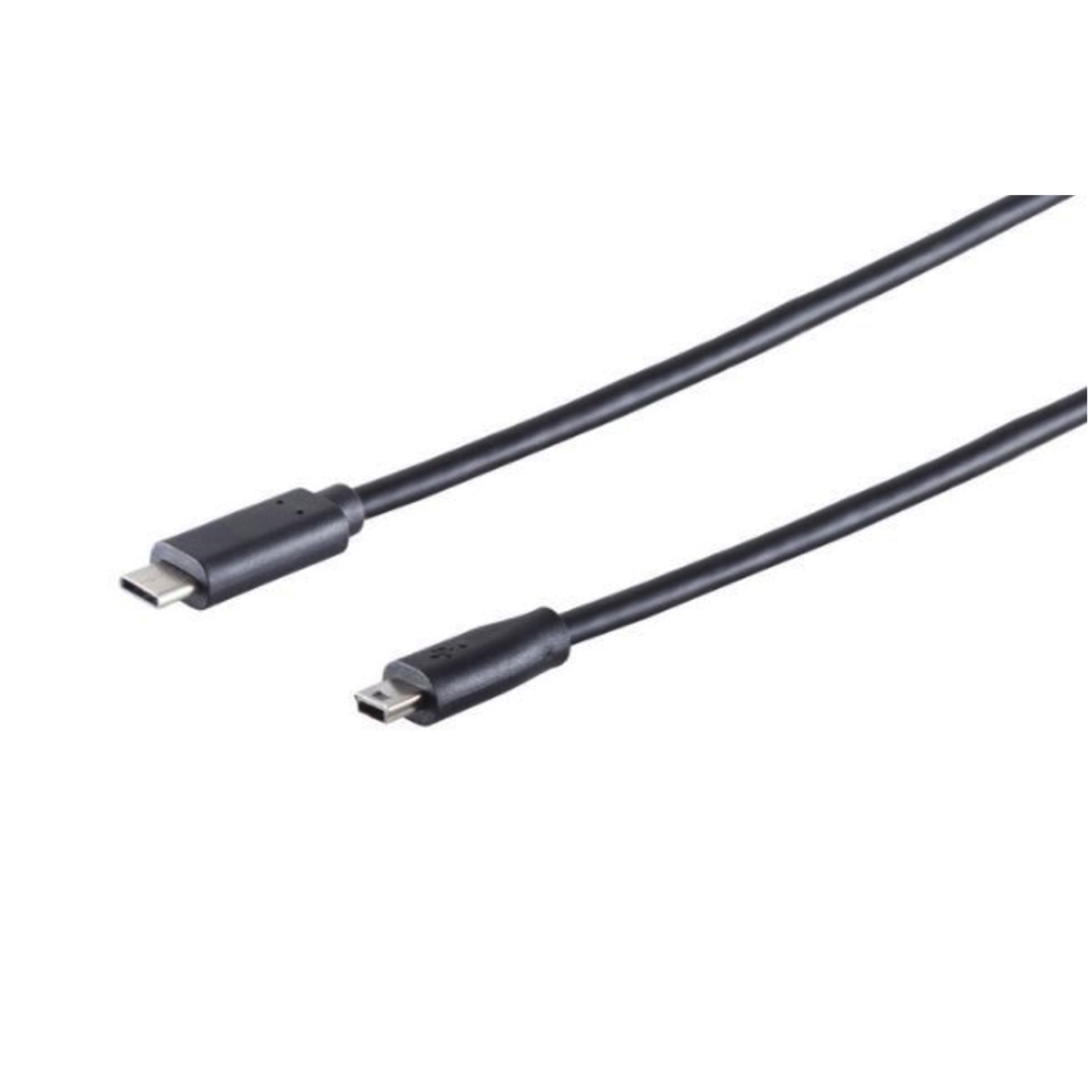 USB-C Han - USB Mini B Han, kabel 1m, sort