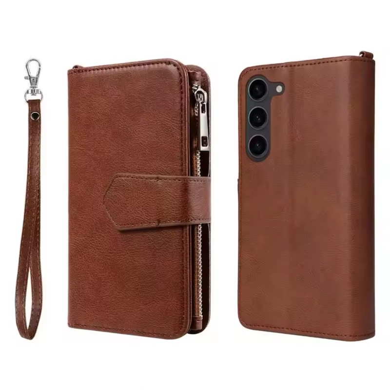 iPhone 12 / 12 Pro, Luksus lædercover med plads til 8 kreditkort (Brun)