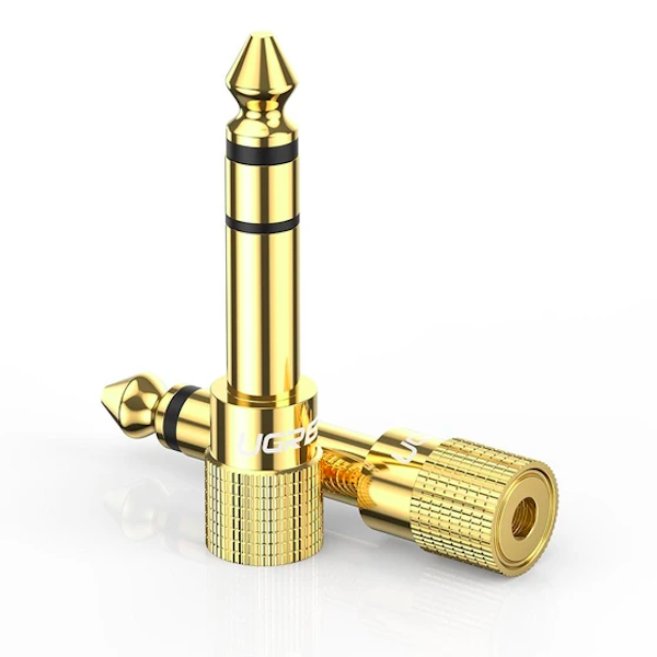 Audio adapter 3,5mm(MiniJack) Hun til 6,35mm (Jack) Han, guldbelagt