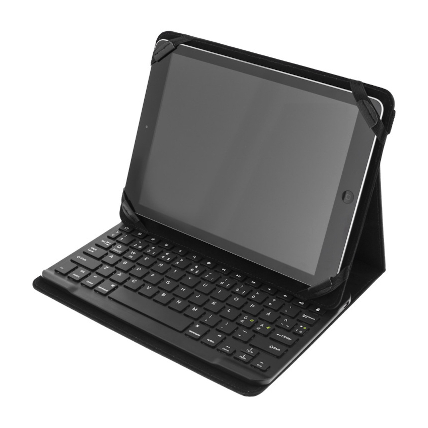 10" Tablet Fodral med Bluetooth Tastatur Universal Cover Sort Nordisk Layout
