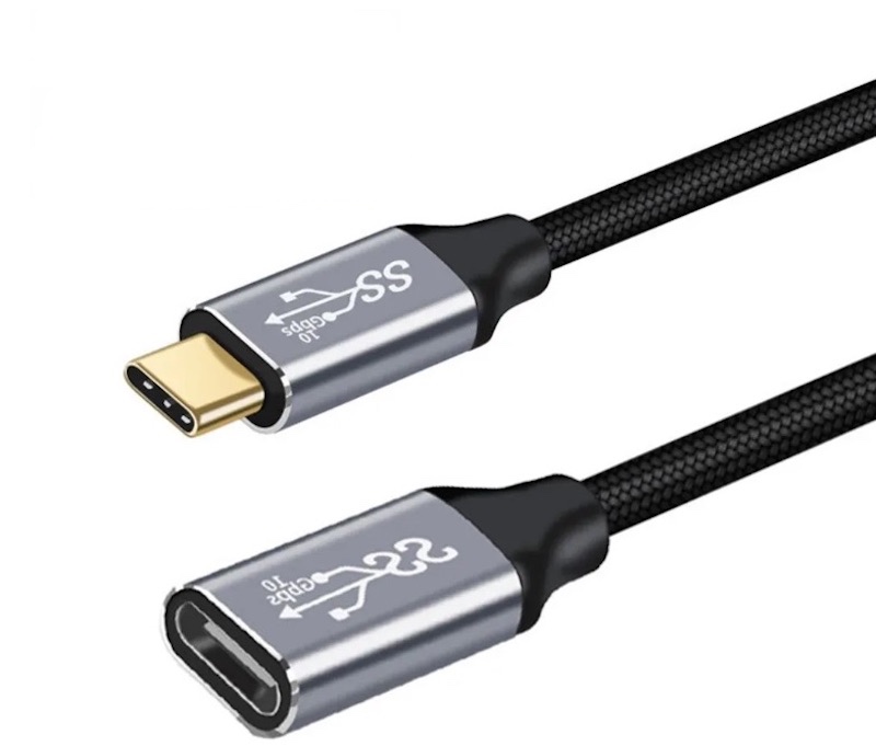 Usb-C forlænger, 2.0m i sort (100W, 5A, 10 Gbit/s)