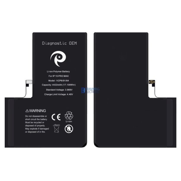 iPhone 15 Pro Max Batteri A3121 4422 mAh &ndash; Diagnosable OEM