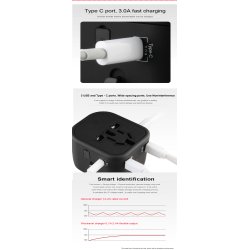 Multifunktion Rejse-adapter (Universal) 4 forskellige stik