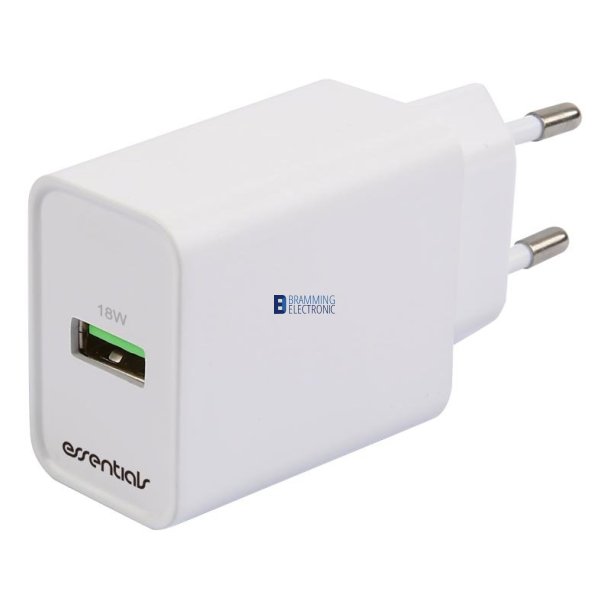3A USB-A wall charger, 18 W, white (Fast charging)