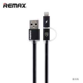 Remax Aurora Micro & Lightning 2 i 1 USB Data kabel i Sort