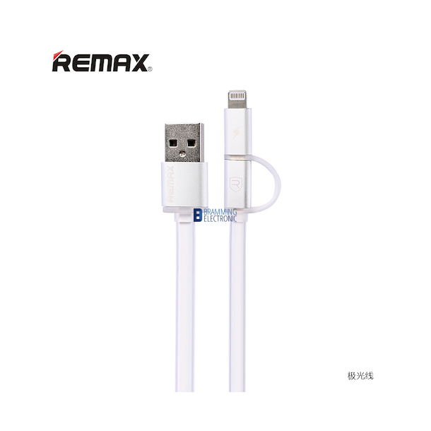 Remax Aurora Micro &amp; Lightning 2 i 1 USB Data kabel i Hvid.