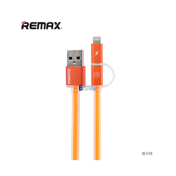 Remax Aurora Micro &amp; Lightning 2 i 1 USB Data kabel i Orange