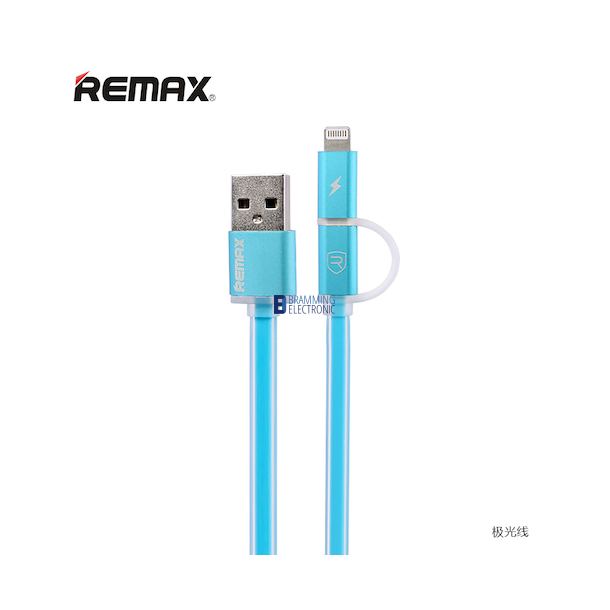 Remax Aurora Micro &amp; Lightning 2 i 1 USB Data kabel i Bl