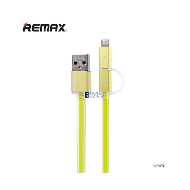Remax Aurora Micro &amp; Lightning 2 i 1 USB Data kabel i Grn
