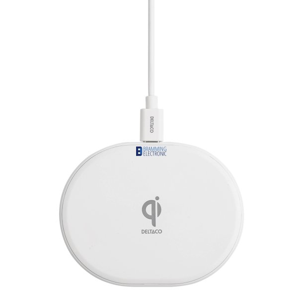 DELTACO QI-1039 Tr�dl�s Qi-oplader 10 W &ndash; Hvid