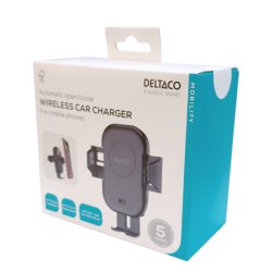 Tr�dl�s Biloplader 15W - Automatisk Holder m. Sugekop &amp; Ventil