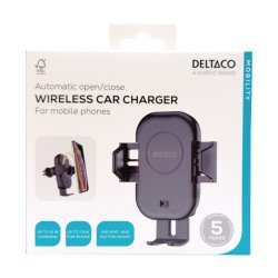 Tr�dl�s Biloplader 15W - Automatisk Holder m. Sugekop &amp; Ventil