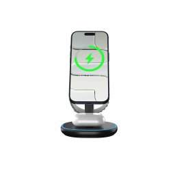 3-i-1 Magnetisk Tr�dl�s Oplader Stand Qi2 15W &ndash; Til iPhone, Apple Watch & TWS H�retelefoner 