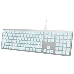 Kablet aluminiums tastatur med baggrundsbelystning og dual USB-A &amp; USB-C forbindelse (Silent touch)