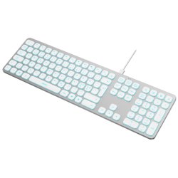 Kablet aluminiums tastatur med baggrundsbelystning og dual USB-A &amp; USB-C forbindelse (Silent touch)