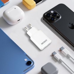 USB-C vgoplader 45 W, 2x USB-C PD, slank strrelse, samlet effekt 45 W