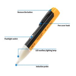 Sp�ndingstester 12-1000V AC | Ber�ringsfri Sp�ndingsdetektor med LED & Lydalarm
