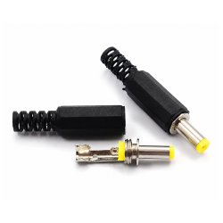 Loddebart DC Hanstik 5,5 x 2,1 mm | 14 mm DC Str�mstik med Aflastning