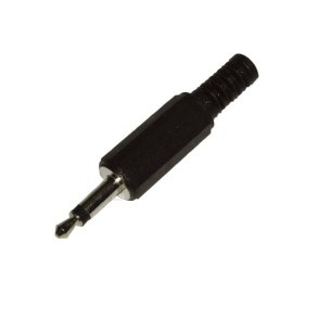 Loddebar Jack stik 3.5mm, Han, 2-polet i Sort 