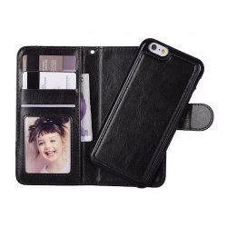 iPhone 13 / 14, 2i1 magnet ldercover med plads til kreditkort i Brun