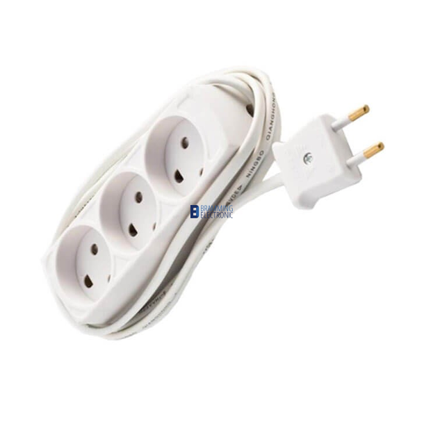 Stikdse brnesikret m. dummyhuller 3-vejs 1,5m hvid