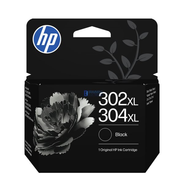 HP 302XL/304XL Sort Original Bl�kpatron &ndash; H�j Kapacitet til HP DeskJet, ENVY & OfficeJet