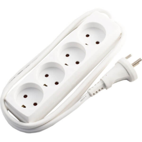 Stikdse brnesikret 4-vejs 1,5m m/jord hvid