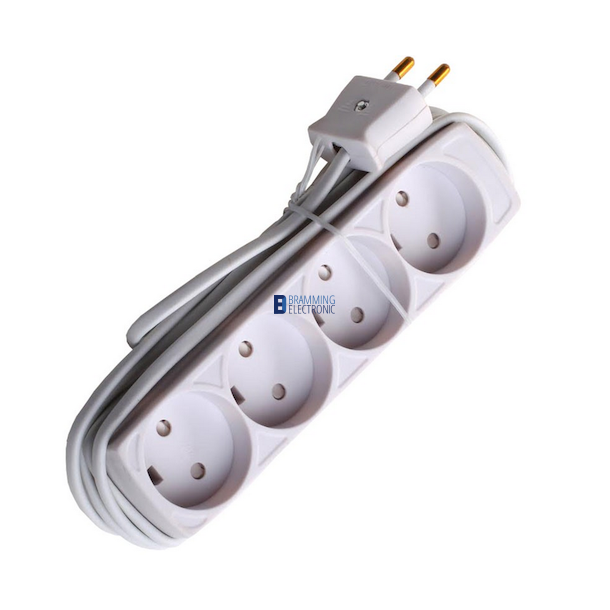 Stikdse brnesikret m. dummyhuller 4-vejs 1,5m hvid