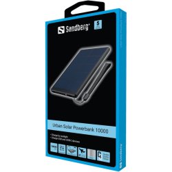 10.000 mAh Urban Solar PowerBank, Sort