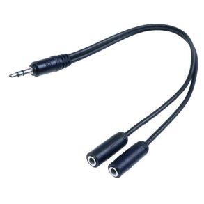 3,5 mm Stereo Splitter Sort &ndash; 1x Han til 2x Hun