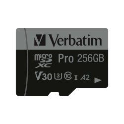 Verbatim Pro Micro SDXC Card 256GB Class 10 w/adaptor