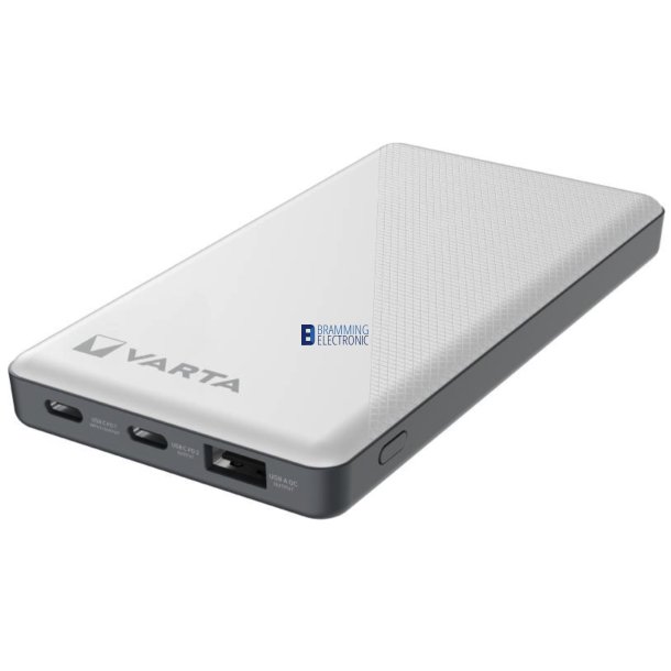 VARTA Powerbank 10000 mAh 15W &ndash; 2x USB-C & USB-A Hvid Original 