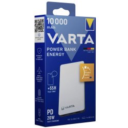 VARTA Powerbank 10000 mAh 15W &ndash; 2x USB-C & USB-A Hvid Original 