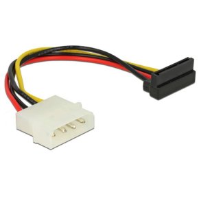 DeLOCK Molex 4 pin - SATA 15 pin kabel 16cm (Lige han - Vinklet han)