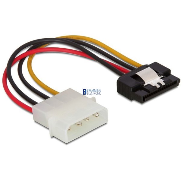 DeLOCK Molex 4 pin - SATA 15 pin kabel 15cm (Lige han - Lige han)