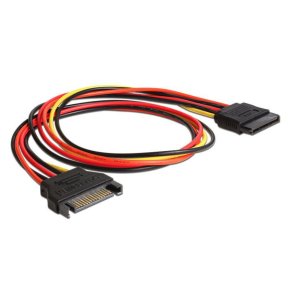 SATA Str�m Forl�ngerkabel 15 Pin - 50 cm (DeLOCK 60132)