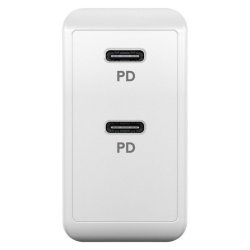 Goobay PD Dual USB-C Hurtiglader 36W - Hvid 