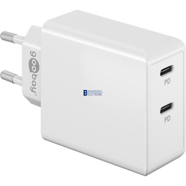 Goobay PD Dual USB-C Hurtiglader 36W - Hvid 