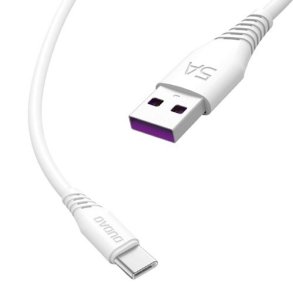 USB-C til USB-A kabel, 1m, 5A, hvid