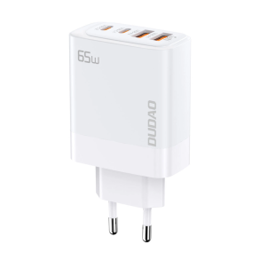Dudao Hurtiglader 65W GaN 2xUSB-C + 2xUSB-A - Hvid 