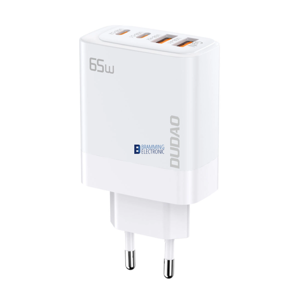 Dudao Hurtiglader 65W GaN 2xUSB-C + 2xUSB-A - Hvid 