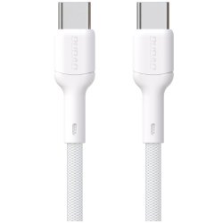 USB-C til USB-C kabel, 1m, 65W, 3A, Hvid