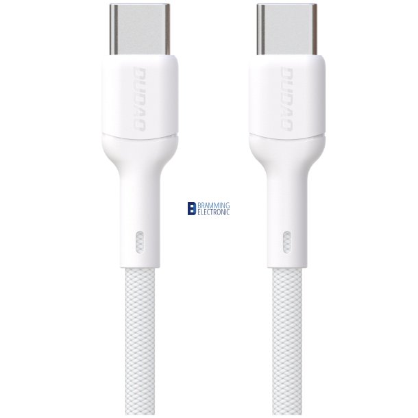 USB-C til USB-C kabel, 1m, 65W, 3A, Hvid
